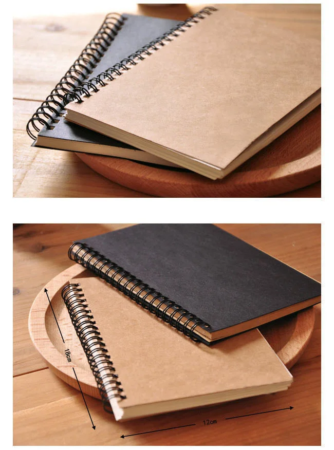 Sketchbook Diary for Drawing Painting Office Kraft Cover Memo Notebook Soft Paper Retro Binding Pad blank Spiral Sketch page