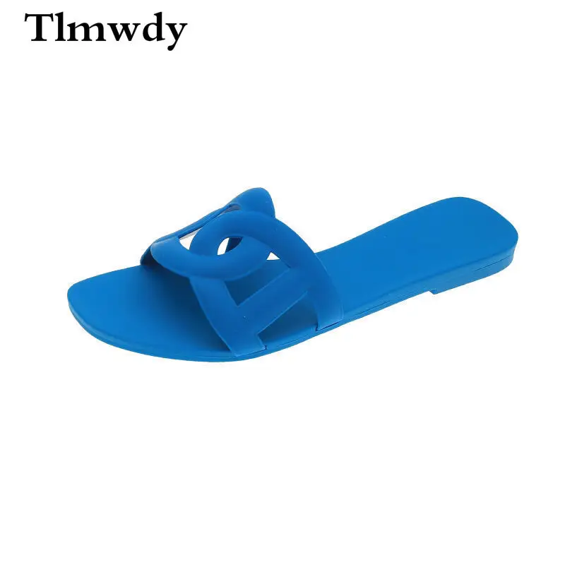 

Summer New Simple Non-slip Women Slippers Fashion Outer Wear Comfortable Flat Beach Jelly Sandal Slippers Women Zapatilla Mujer