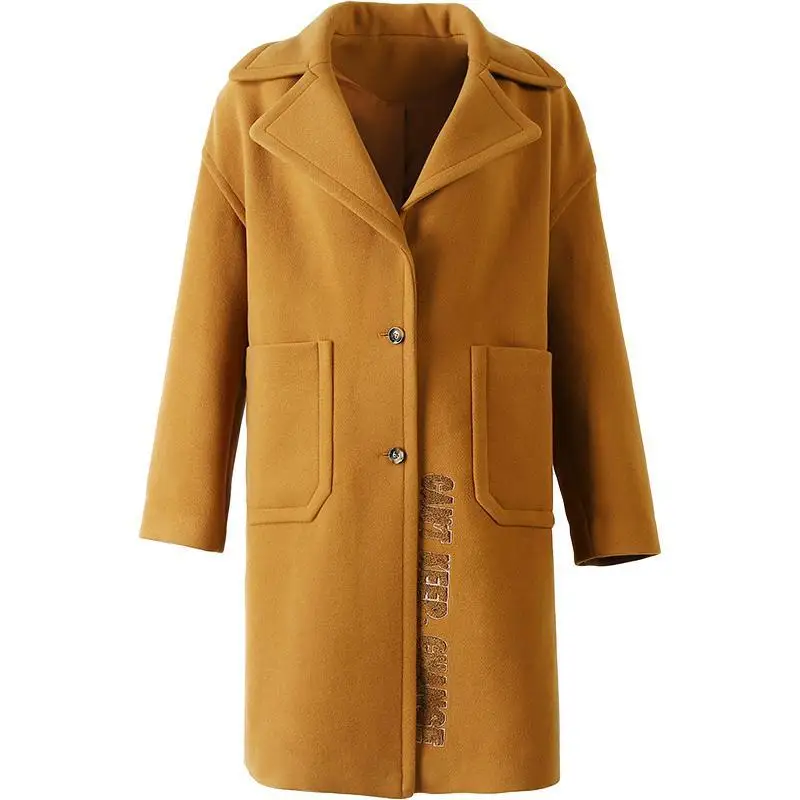 

Fashion Spring and Autumn New Hepburn Wind Wool Coat Long Animal Pattern Wool Coat Women