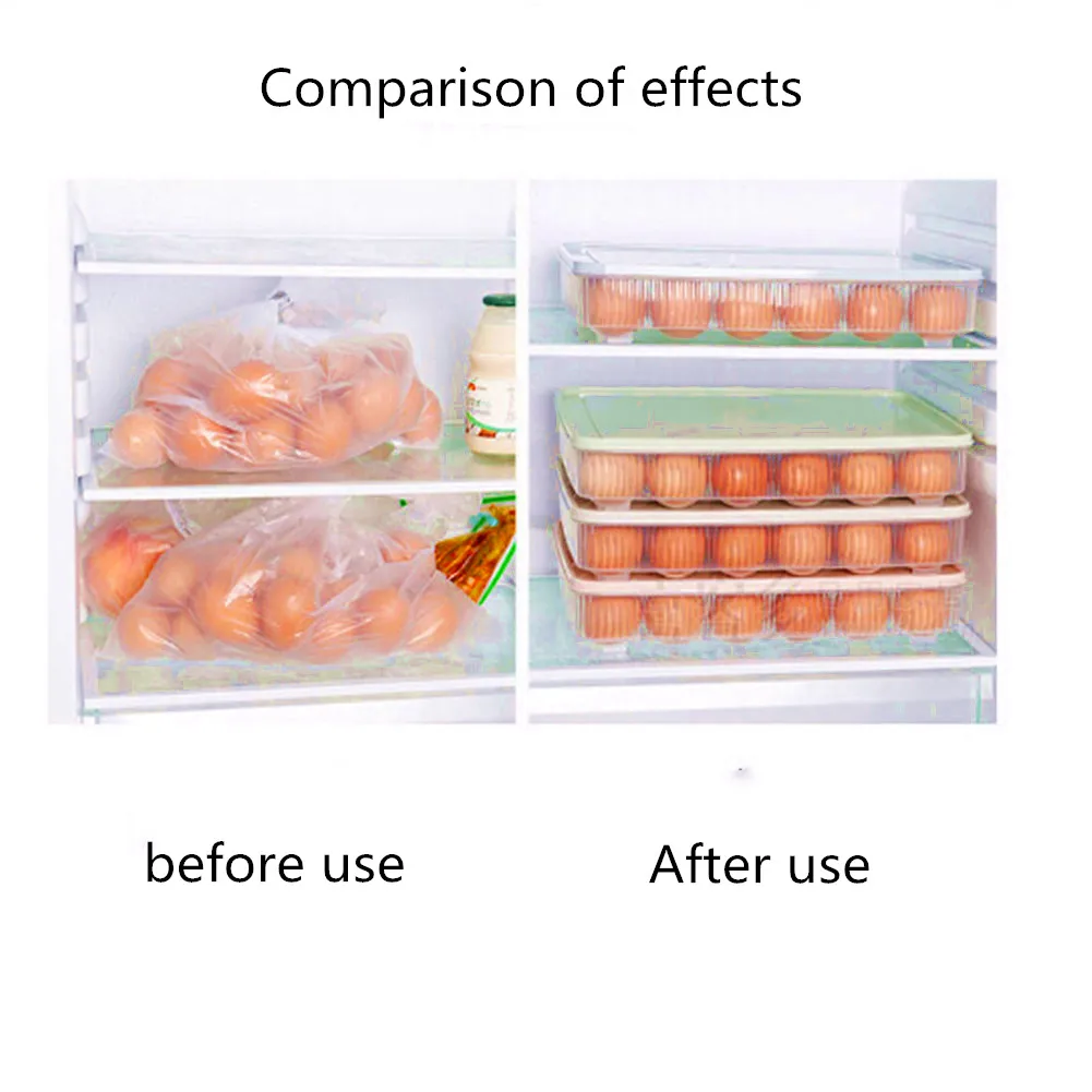 

1pcs kitchen accessories Fresh-keeping Egg Cartons Containing Eggs, Duck Eggs and Other 24 Refrigerator Freezer Crisper Egg Cart
