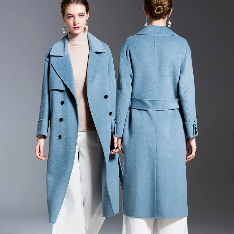 Высококачественное осеннее кашемировое пальто теплое зимнее длинное женское
