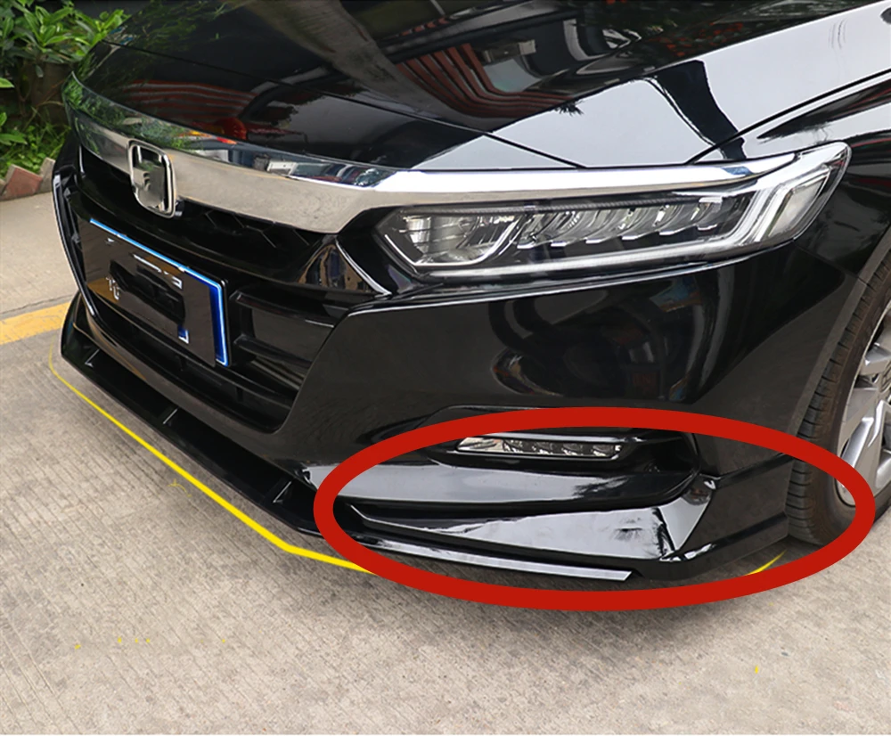 

For Honda Accord 2018 2019 10th Black Styling Mouldings Kit ABS Side Spoiler Chin Corner Splitter Covers Front Lower Bumper Lip