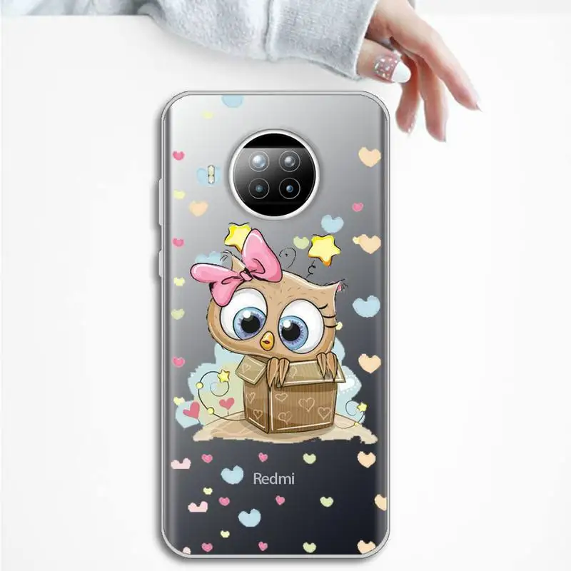 

cute Owl Lover Cartoon Phone Case Transparent Clear for Xiaomi Redmi note 10 t 8 9 pro lite 11