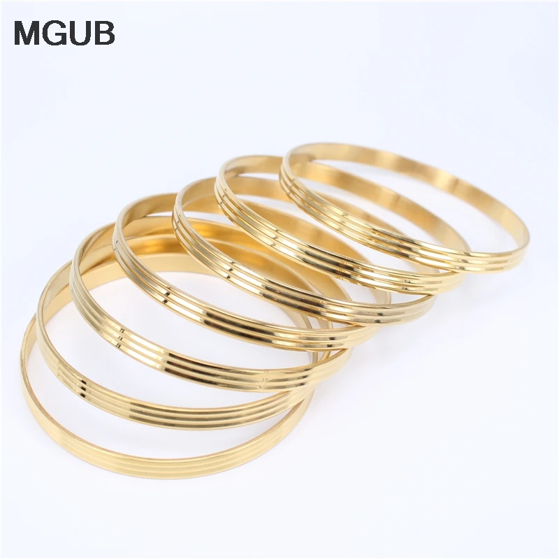 

7MM wide Fashion Stainless Steel Bangle gold color Charm Bracelet for Women Cuff Bangle 7PCs/Set LH815
