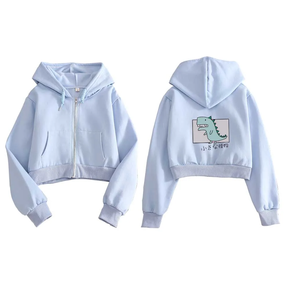 

Худи женское на молнии, с принтом динозавра