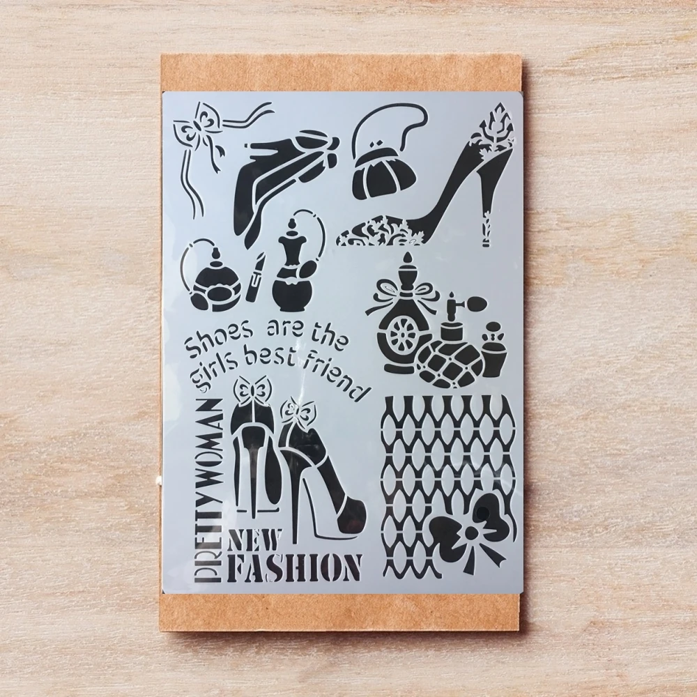 

A4 New Fashion Lady Shoes DIY Layering Stencils Painting Scrapbook Coloring Embossing Album Decorative Template 29*21cm