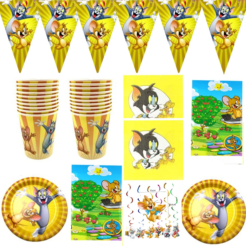 57 шт./лот тематические тарелки с рисунком Тома кота Джерри мыши Детские сувениры
