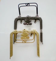13cm metal purse frame handle clutch bag accessories diy kiss clasp lock bronze embossing handbag hardware