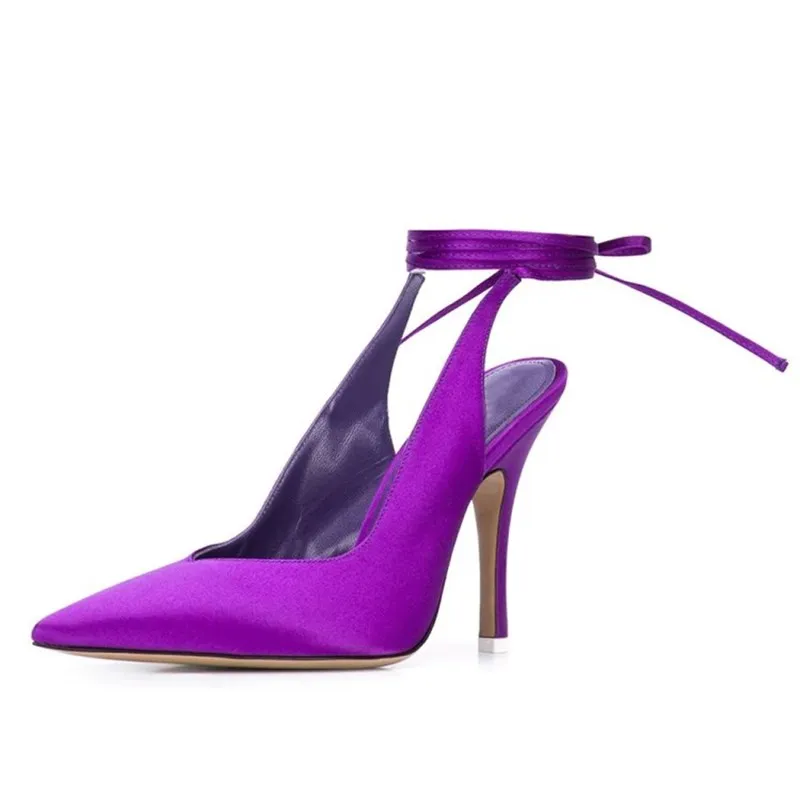 Босоножки женские на высоком каблуке крутые элегантные туфли-лодочки шнуровке