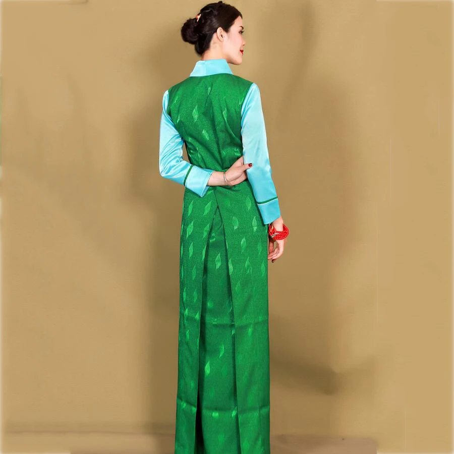 

women Festival national gown Tibet robe women vintage pattern costume tibet style long cheongsam dress traditional clothing