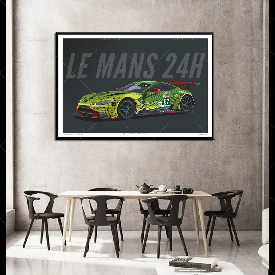 

Le Mans Winning Vantage GTE Car Poster,Classic Retro Car Print Poster Wall Art Canvas Painting Modular Pictures Home Decoration