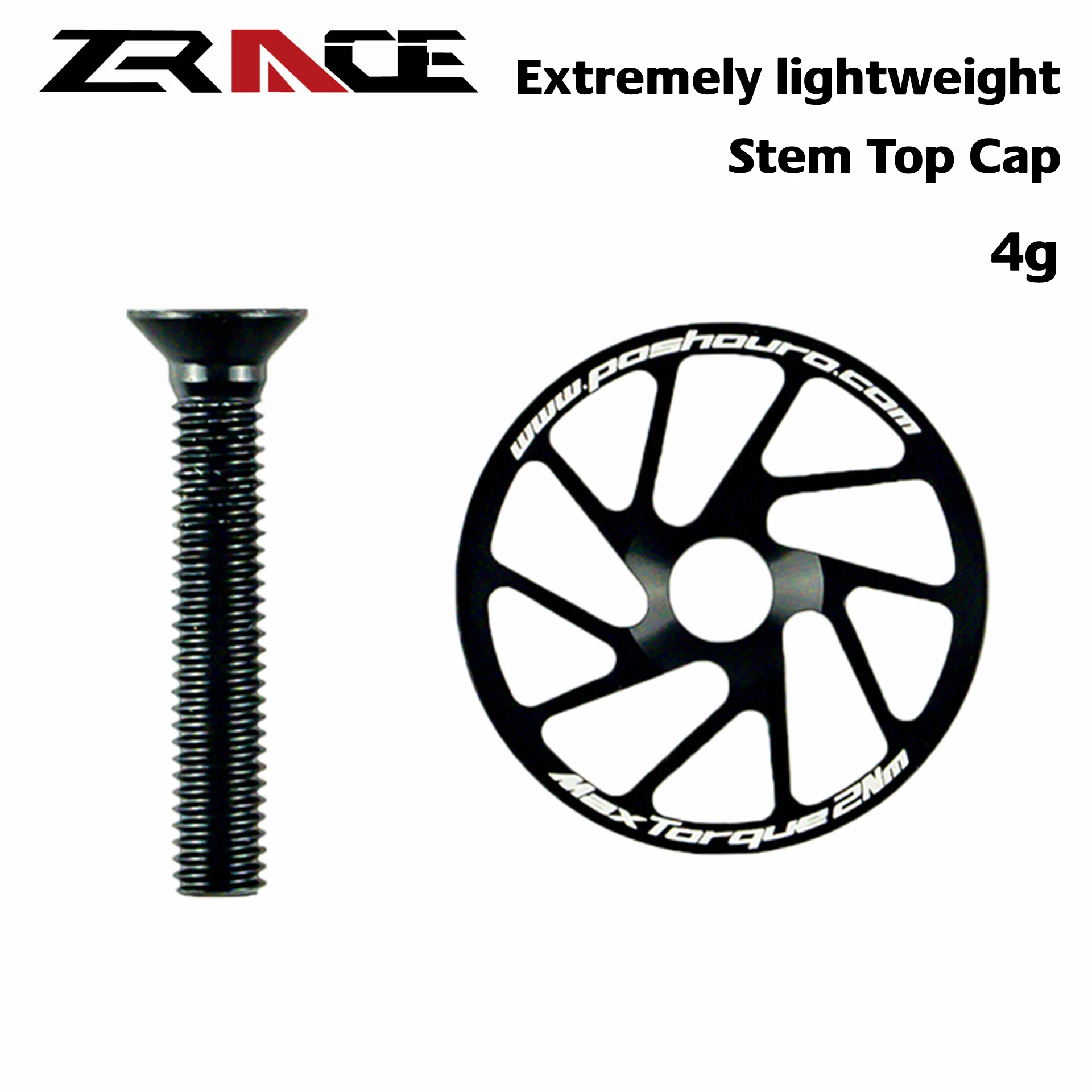 

ZRACE 4g Extremely lightweight Bicycle Stem / Headset Top Cap with Screw Headset Cover,Titanium alloy screw, Extremely light