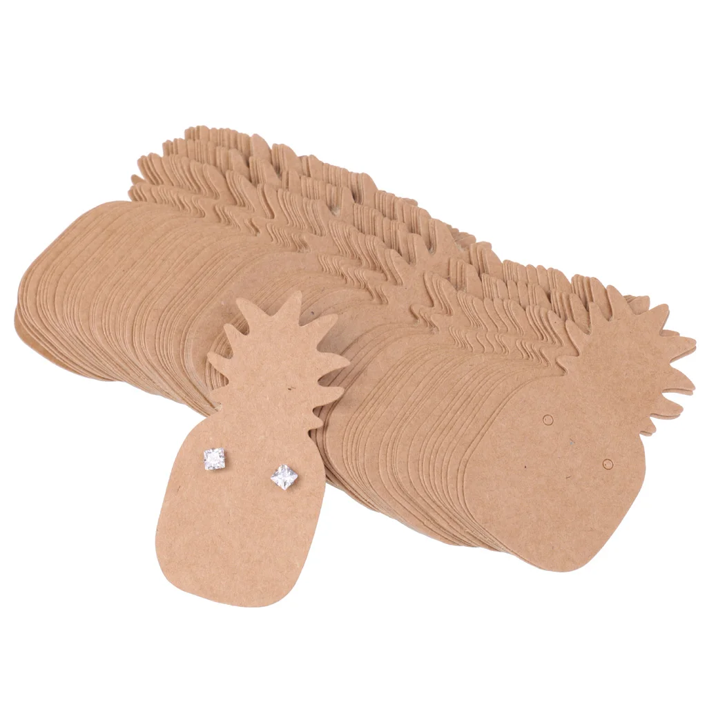 

100pcs Rustic Kraft Paper Earrings Ear Studs Fashion Jewelry Display Cards Tags