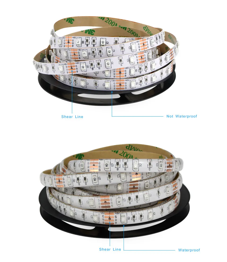 Светодиодный SMD3528 60 светодиодный s/m 5V меняющий Цвет Гибкая веревочная лента 0,5 m-5 m для ПК, подсветка телевизора с ИК-контроллером+ кабель USB