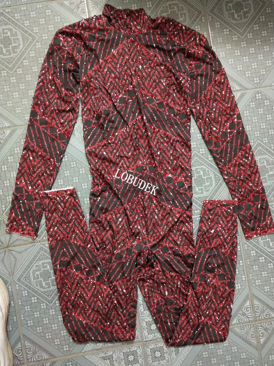 Женские колготки с кристаллами красные облегающие комбинезоны Стразы длинным