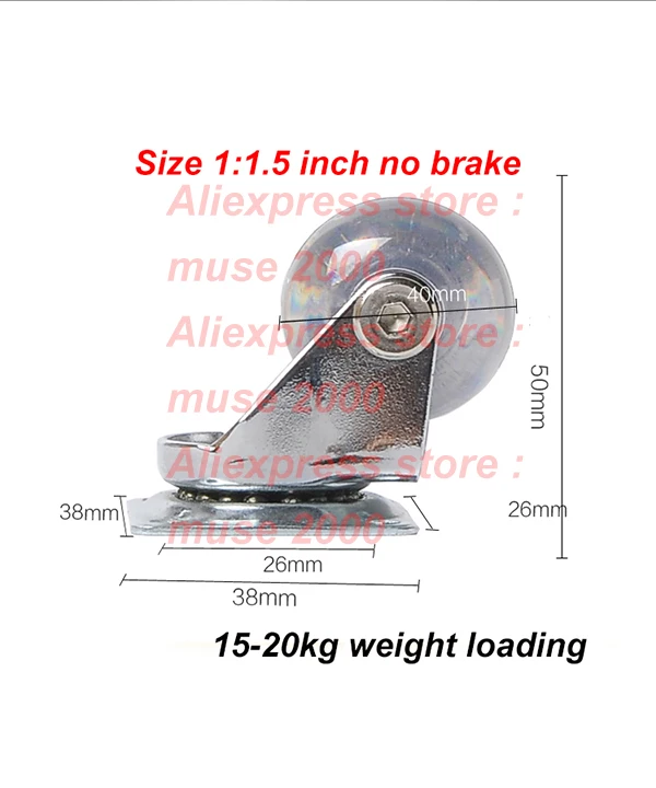 1 5 2 дюймовый ролик для офисного стула кресла прозрачный полиуретановый черный и