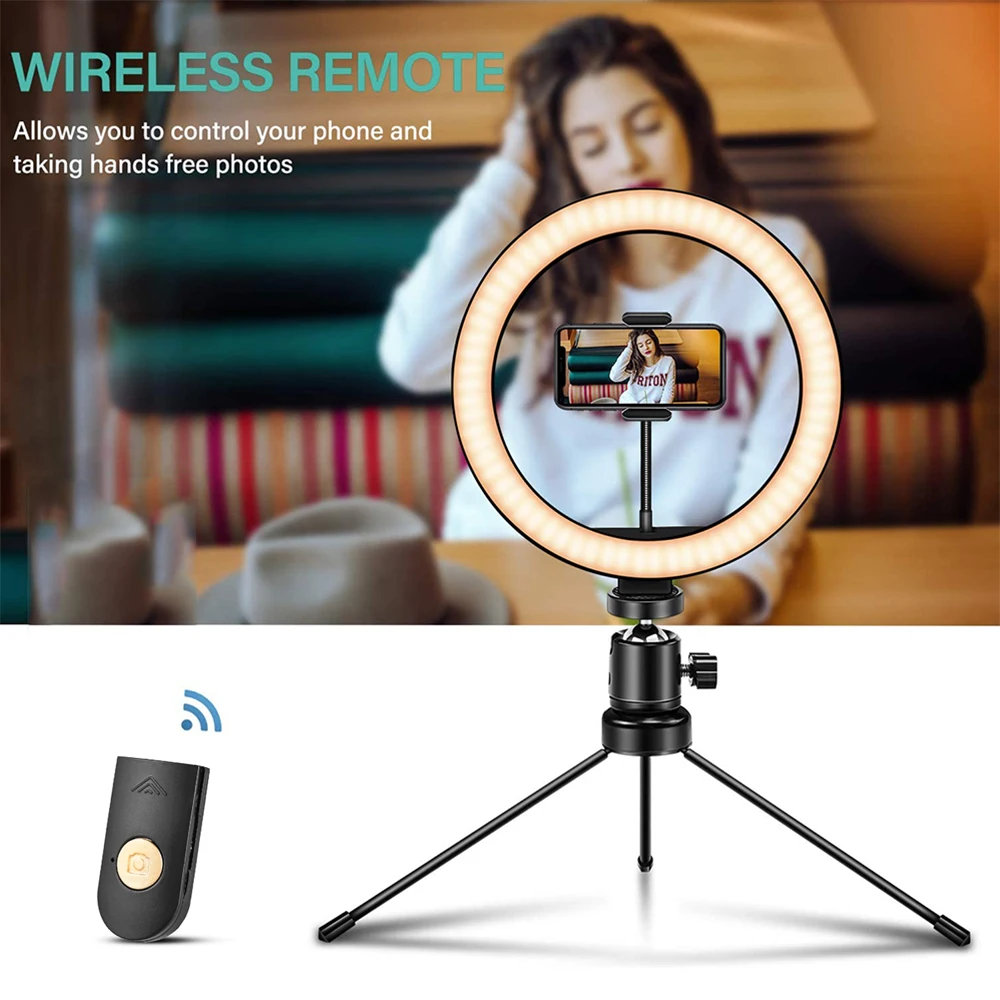 Кольцевой светильник для селфи со штативом держатель телефона прямой трансляции