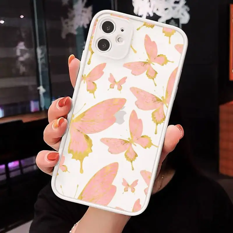 

Lovebay Butterfly Glitter Phone Case matte transparent For iphone 7 8 11 12 plus mini x xs xr pro max cover