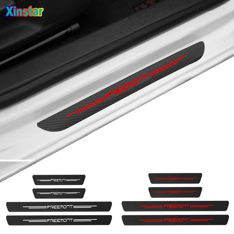 

4pcs/lot NEW Carbon Fiber Car Door Sills Protector Stickers for fiat freemont