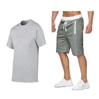 2021 men casual set fashion 2 pcs sweat suit striped short sleeve t shirt shorts sets male sportswear tracksuit summer sportsuit