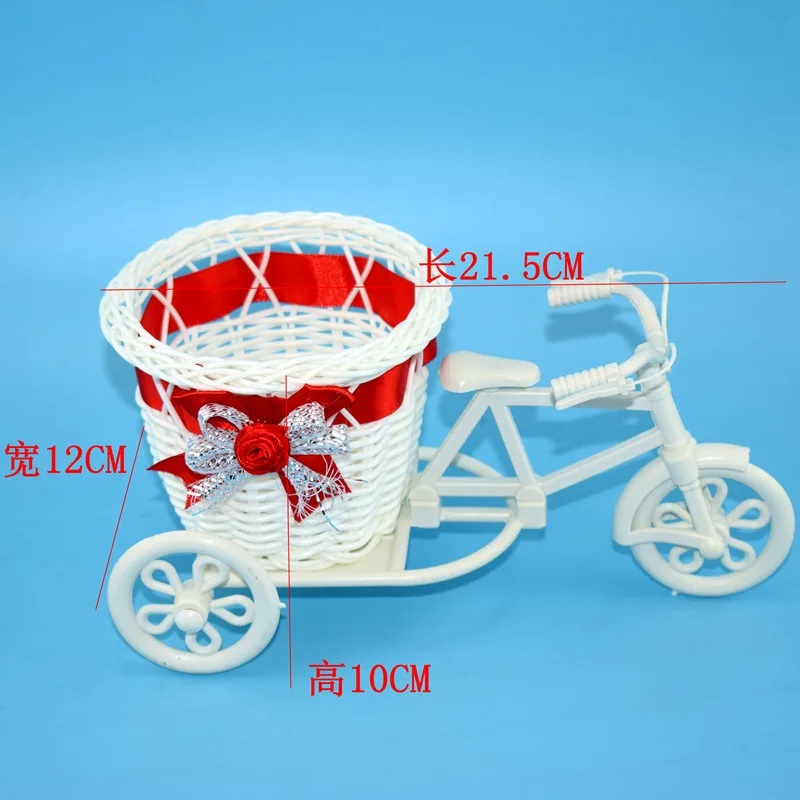 

Modern Rattan Tricycle Bike Basket Garden Wedding Party Office Table Vase Storage Home Decoration Bedroom Vase Flower Decor Tool