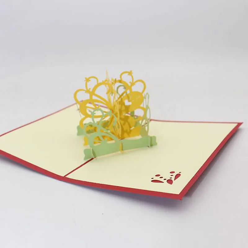Красивая бабочка цветок Киригами ручной работы 3D всплывающие поздравительные