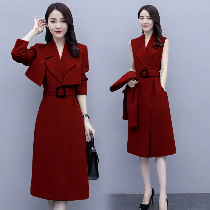 Женский элегантный офисный костюм Новинка осени 2022 модное платье топ куртка