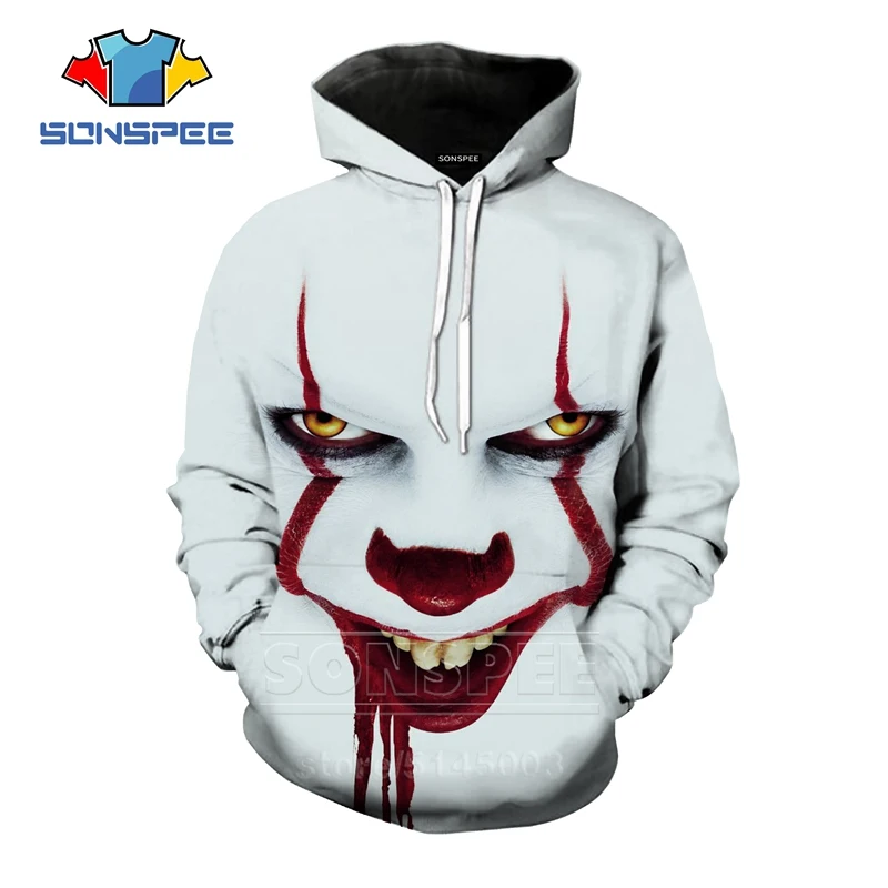 It Chapter Two толстовки осень для мужчин женщин Pennywise террор клоун Толстовка 3D принт унисекс с длинным рукавом пуловер с круглым вырезом C063