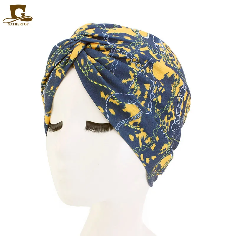Женский тюрбан с цветочным принтом бандана мусульманский головной платок