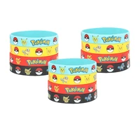 12pcs pokemon wristband pocket elf pikachu silicone bracelet kids cartoon children bracelets cute print jewelry party gifts