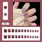 24 шт ногти патч съемный клей Тип длинный абзац модного маникюра, маникюрный набор накладных ногтей 