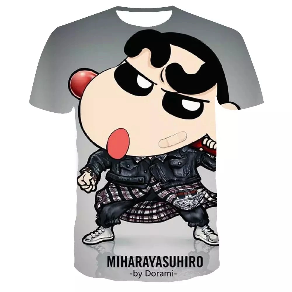 

3D Fashion Summer Men's T-shirt Anime Crayon Shinchan Printing Casual Short Sleeve T-shirt Men's Soft Material Made in China