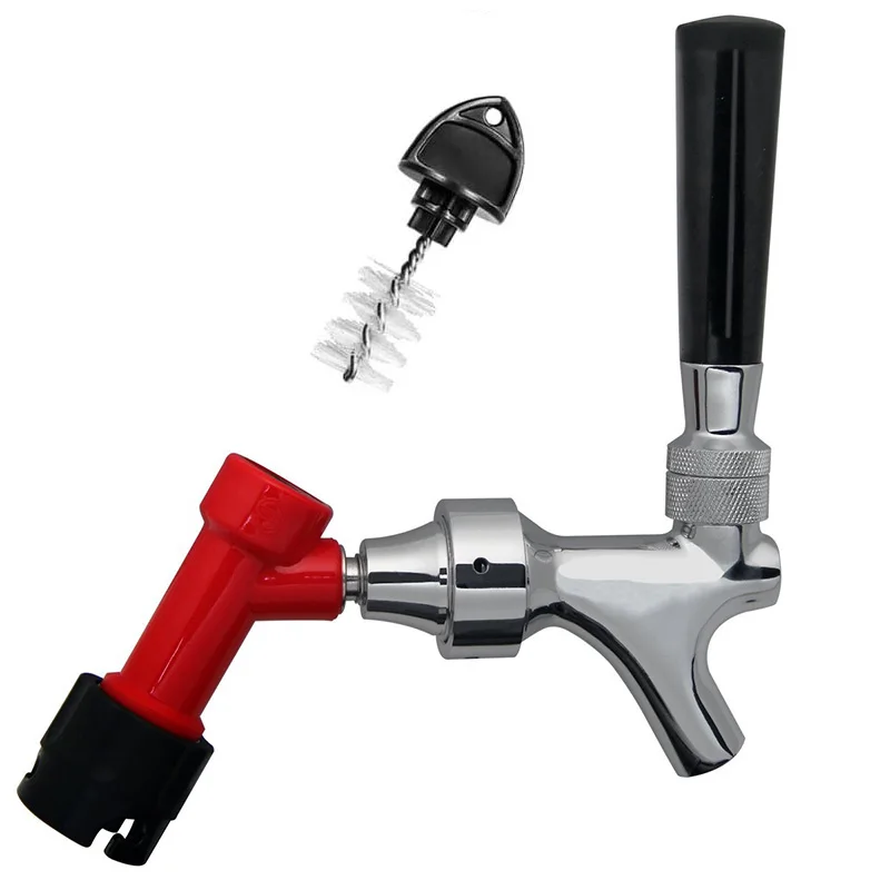 Смеситель для пива кран с винтовой застежкой в сборе хромированный корпус