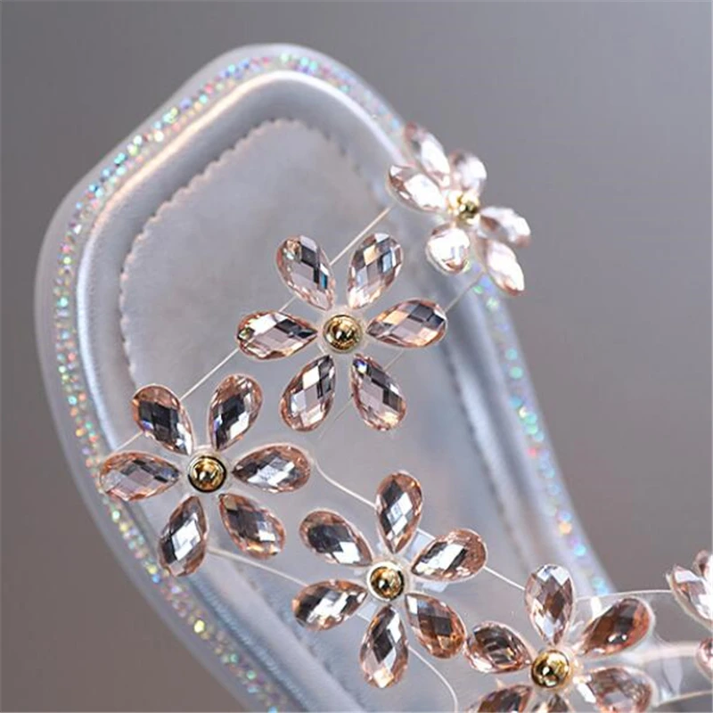 

New Children Fashion Rhineston Beach Shoes Student Open Toe Casual Flat Comfortable Girls Summer Sandals Baby Toddler Kids 041