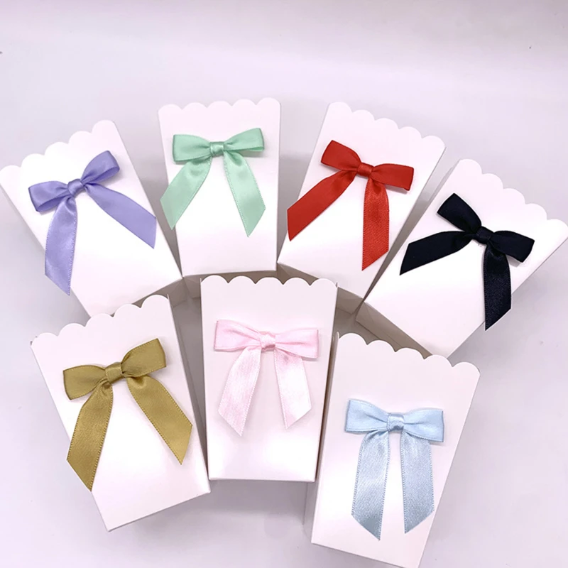 1pc Mini Paper Popcorn Boxes With Bow Pop Favors Box Baby Shower Birthday Party Treat Favors Table Supplies 6 Colours