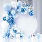 Металлические Синие воздушные шары, гирлянда с аркой, фотоэлементы, для вечерние, белые, синие шары, украшение для свадьбы, дня рождения, детский воздушный шар для будущей мамы