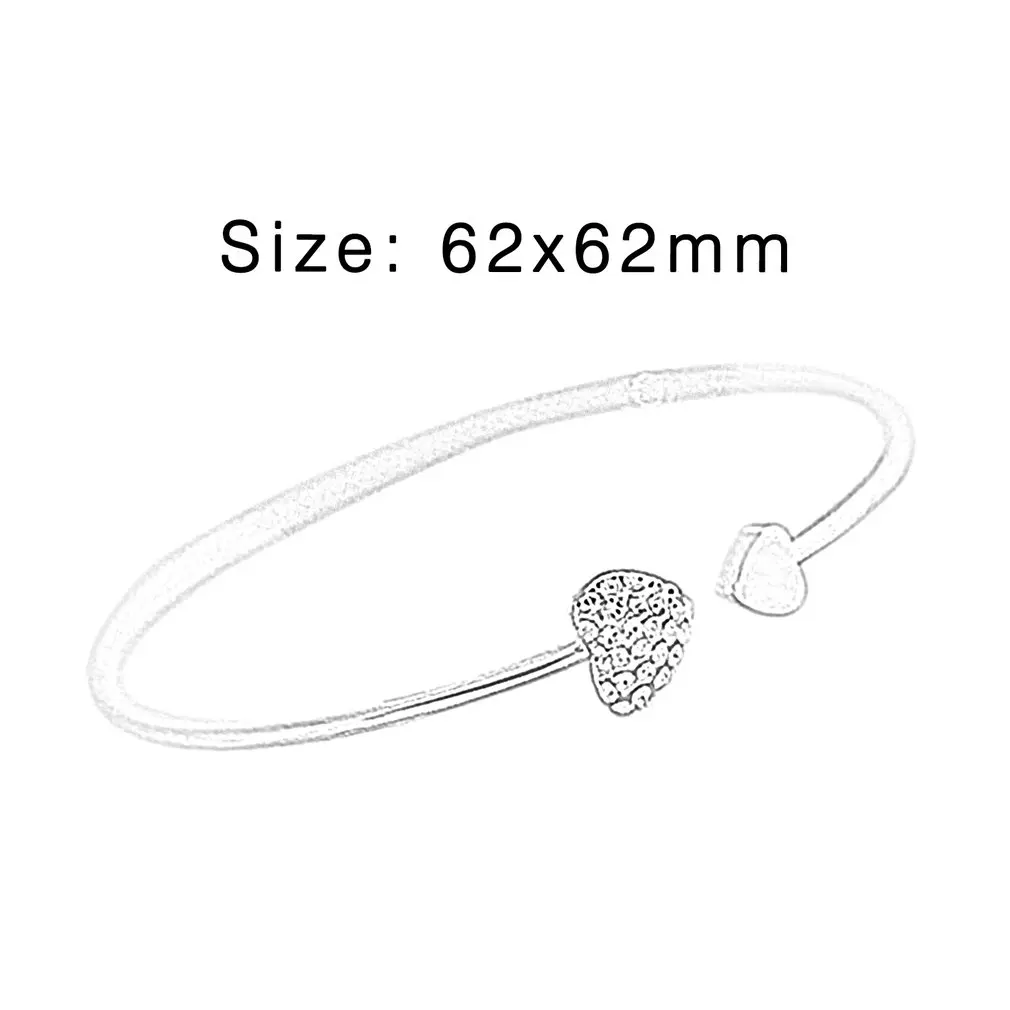 

GENBOLI Womens Rhinestone Double Hearts Opening Bangle Bracelet Jewelry Gift