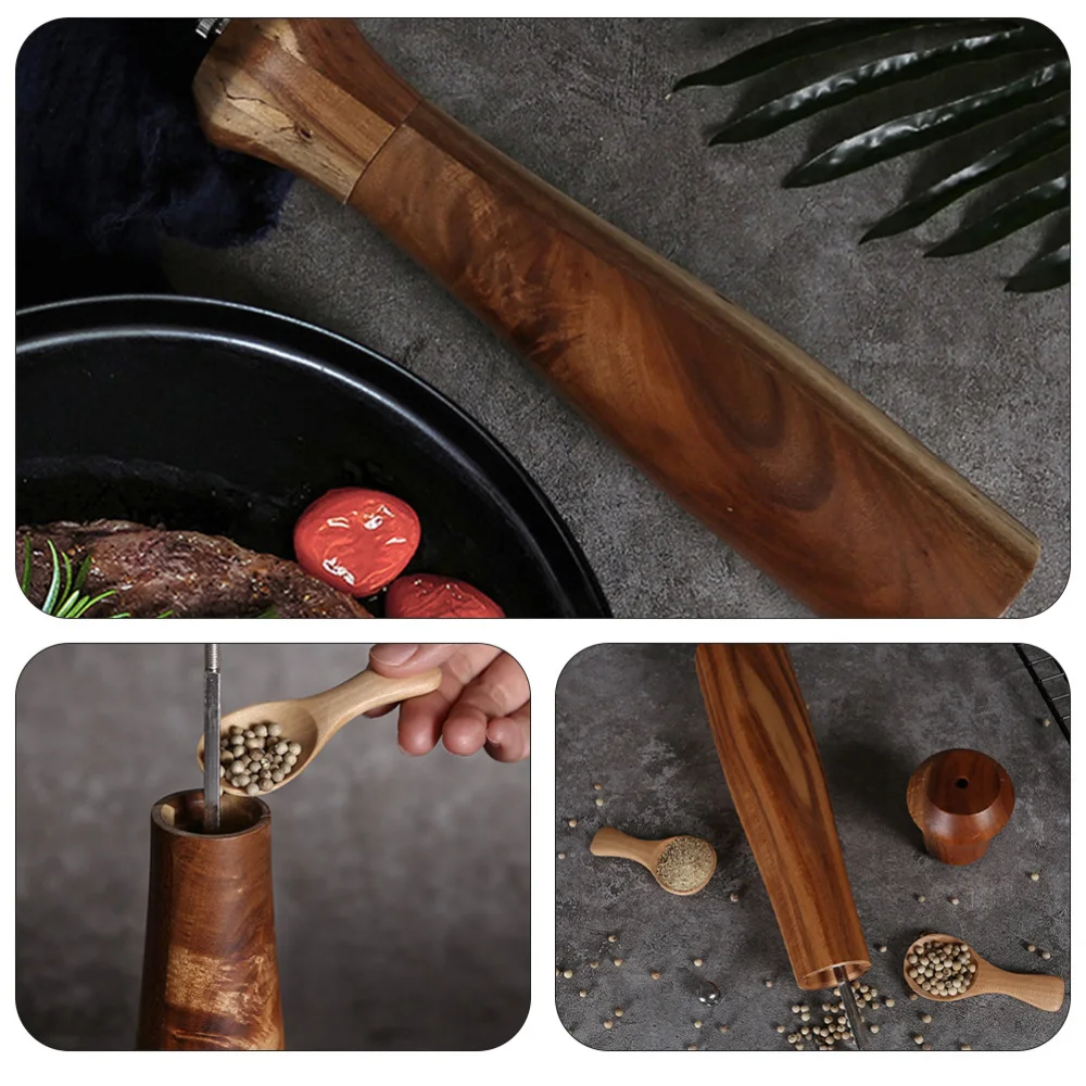 

1pc Professional Pepper Mill Hand Operated Kitchen Pepper Wooden Grinder