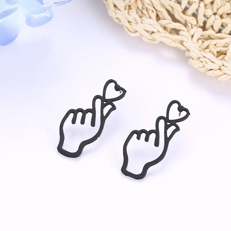Metal Drop Earrings For Women Abstract Stylish Hollow Out Heart Hand Dangle Earring Fashion Jewelry | Украшения и аксессуары