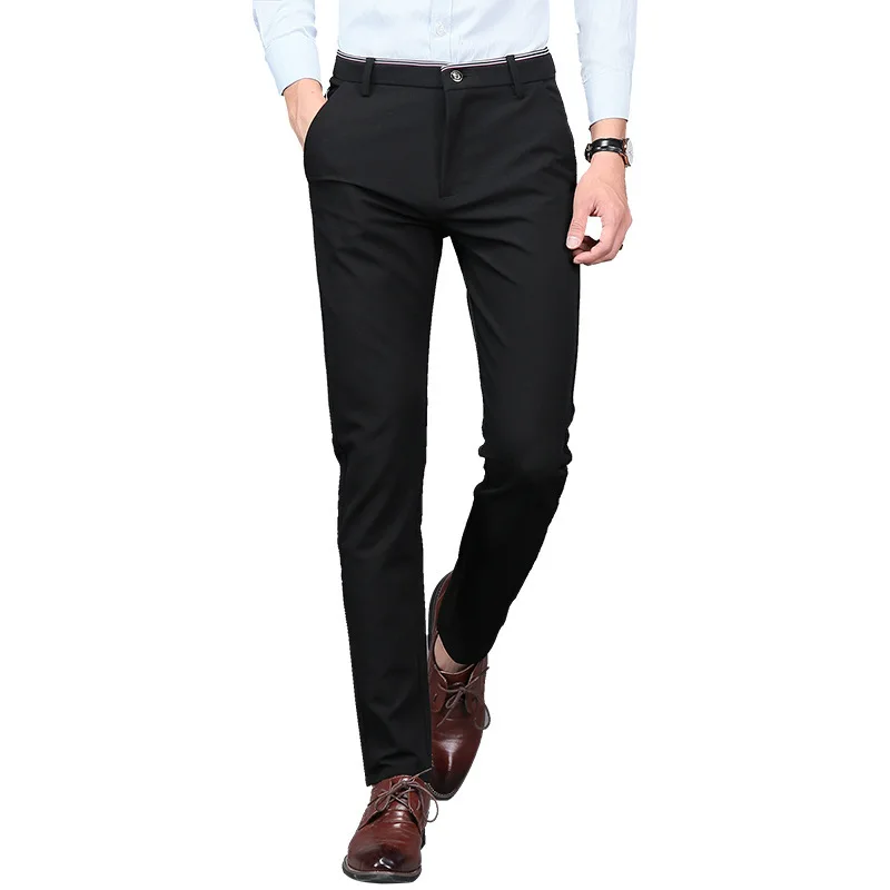 Мужские деловые эластичные повседневные брюки облегающие модные брюки-карандаш