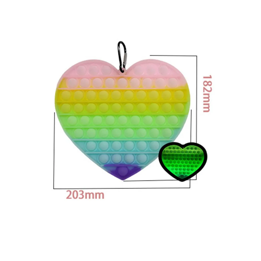 

Silicone Luminous Rainbow Heart Shaped Push Bubble Sensory Toy Anti-stress Relaxing Fidget Autism Toys Stress Relieve
