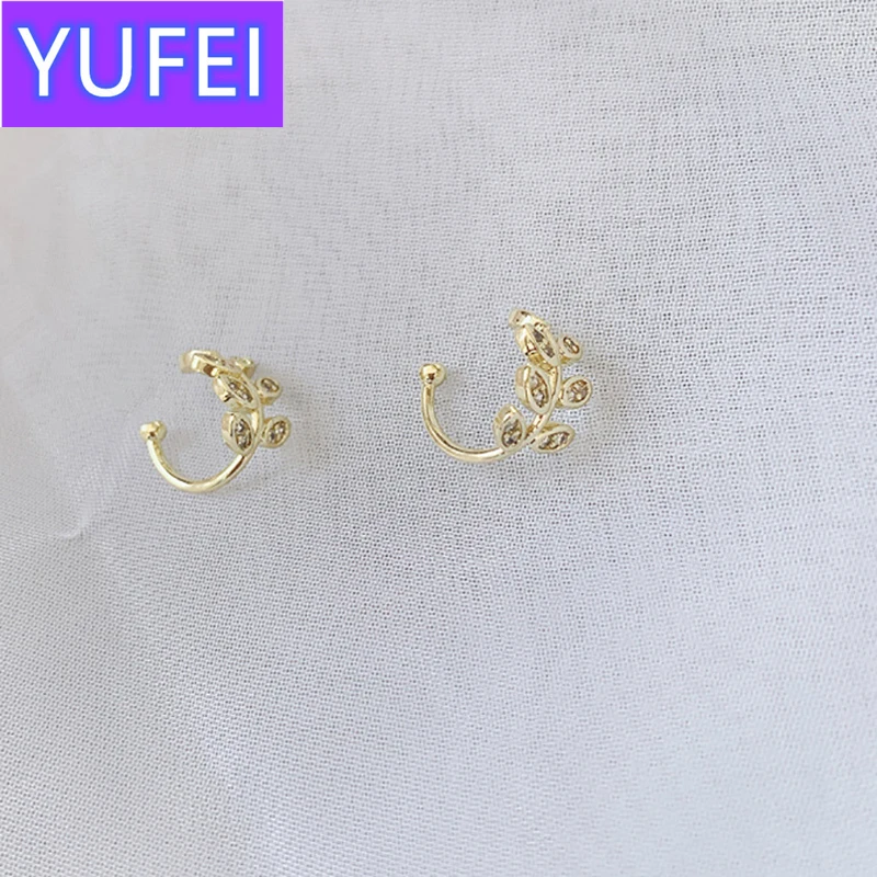 

Fashion Gold Leaf Clip Earring For Women Without Piercing Puck Rock Vintage Crystal Ear Cuff Girls Jewerly Gifts