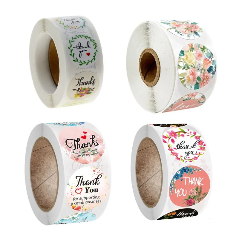 

5000Piece wholesale 1 inch Roll thank you baking sticker label Thank you flower wedding Paper bag box packaging sealing DIY 25MM