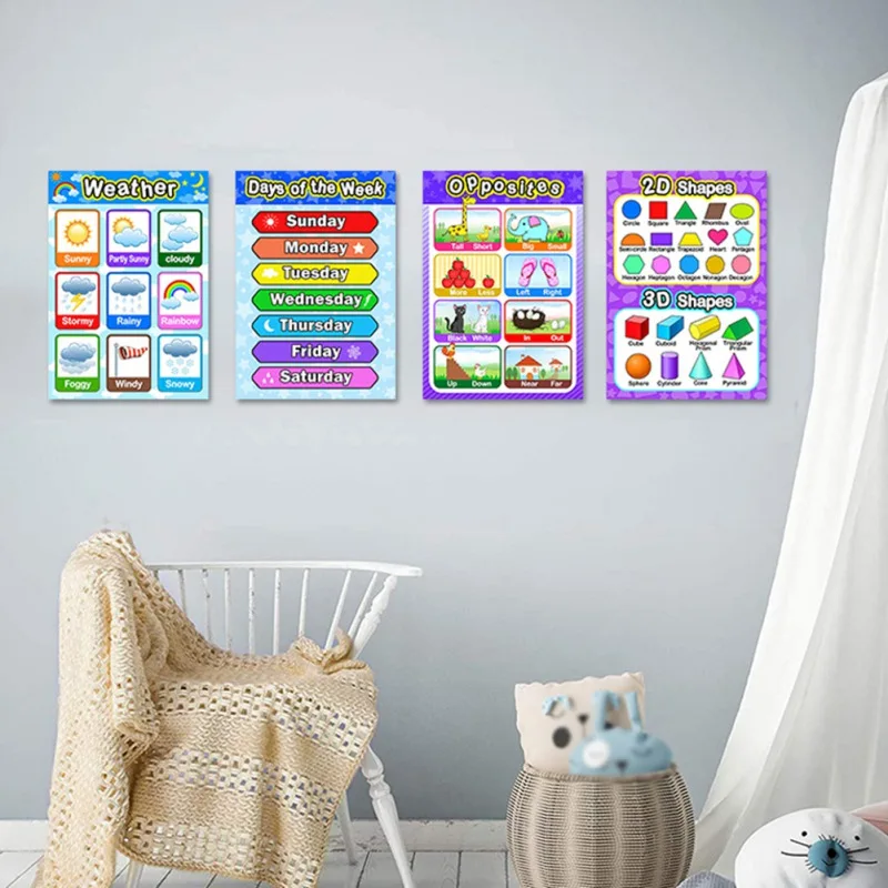 

12 шт., Детский образовательный плакат с буквами по математике