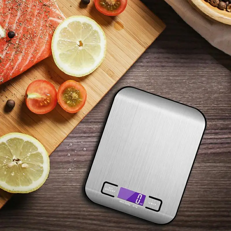 

5/10kg Digital Kitchen scales Food diet scale LCD Display Stainless Steel Precision electronic weight scales kitchen steelyard