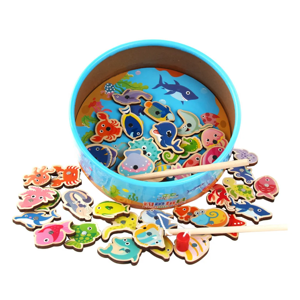 

1 комплект, деревянная Интерактивная удочка для рыбалки