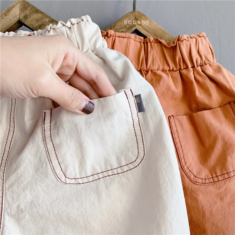 Весенние повседневные брюки для маленьких девочек 2 цветов 2020 Детские хлопковые