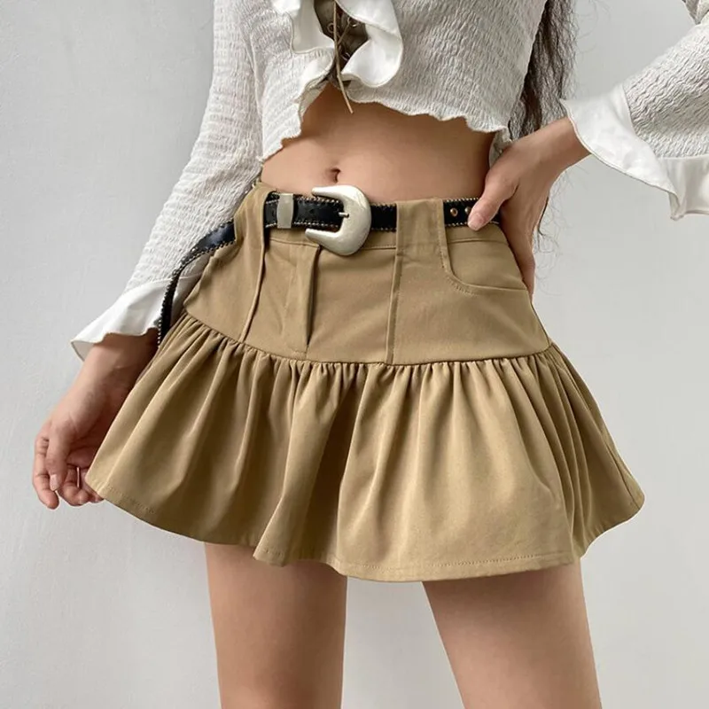 

Женская мини-юбка с завышенной талией Y2K, модная сексуальная короткая юбка цвета хаки, новинка 2021 года, осень s1521