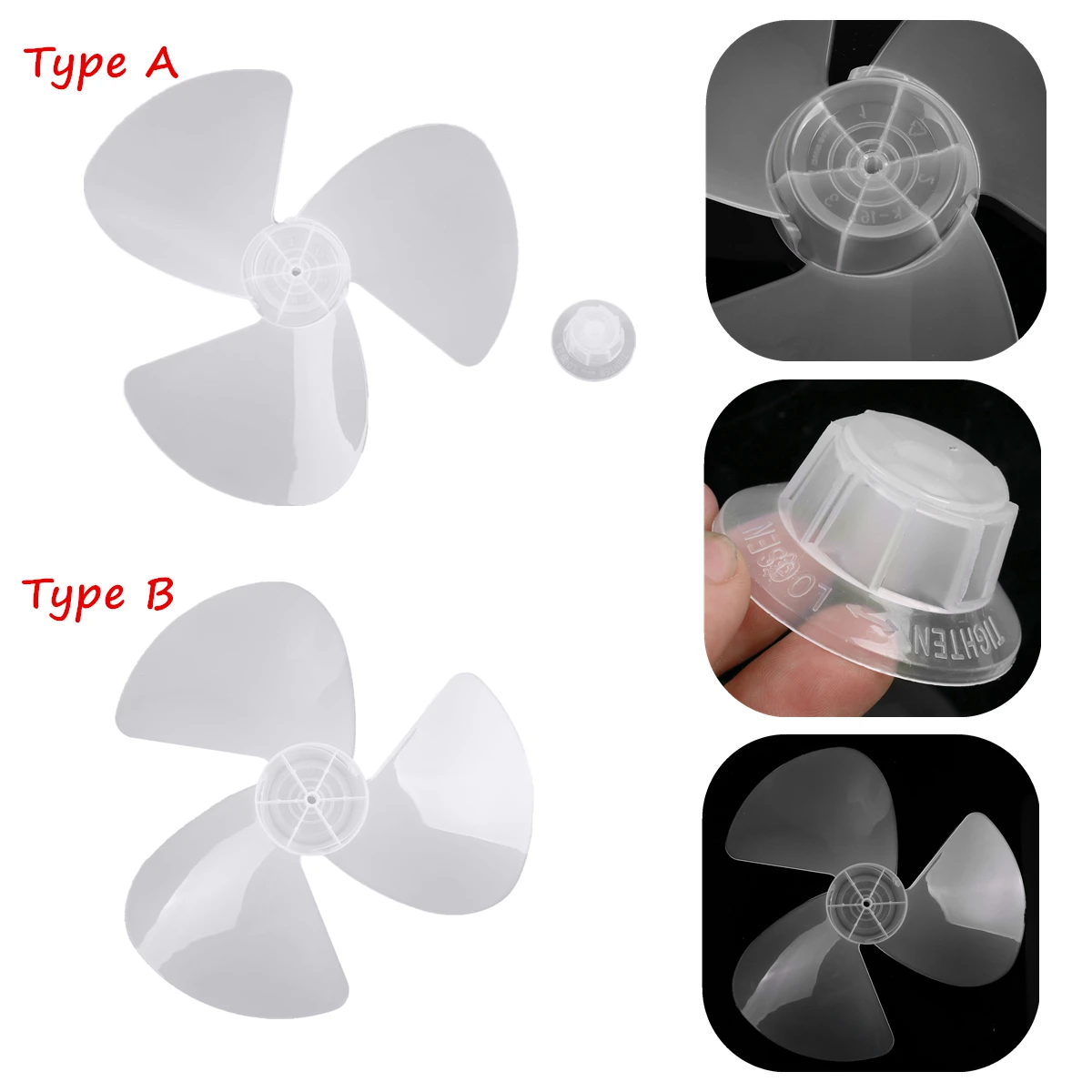 Бытовая пластиковая лопасть вентилятора 16 дюймов с тремя листьями и гайкой без