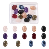 14pcs 14x10mm oval natural stone cabochon cameo cabochon setting faceted stone for jewelry crafts making